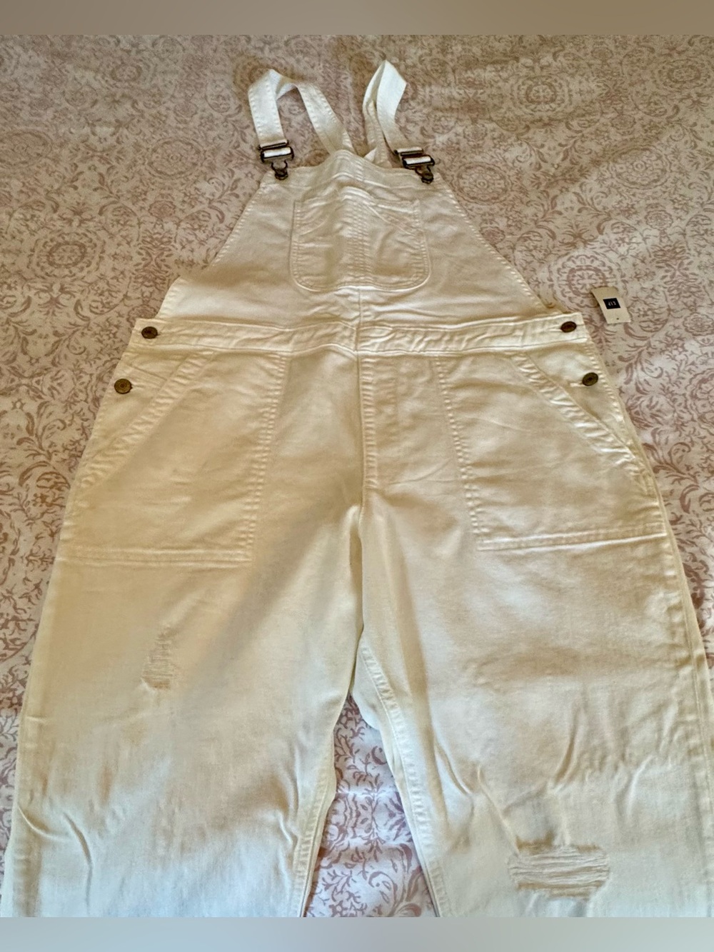 GAP Cream Cotton Overall Jumpsuit